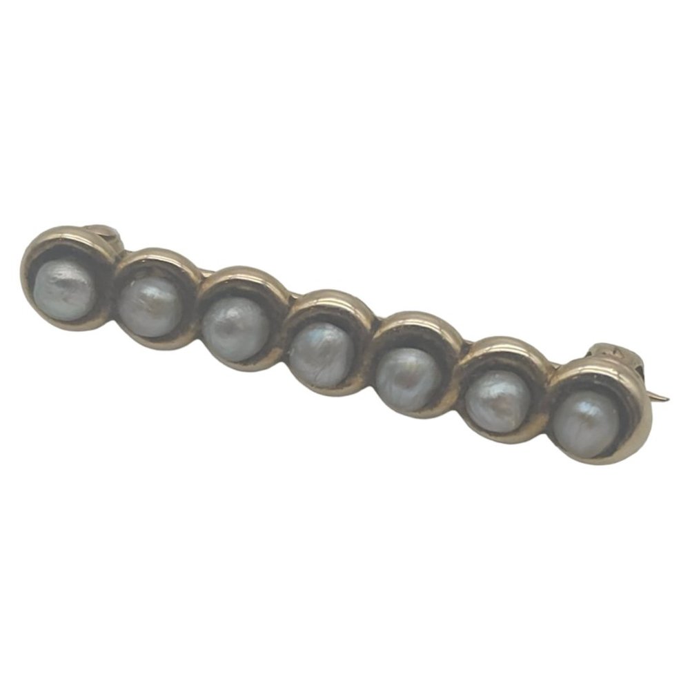Antique 1900s Whiteside & Blank 14k Pearl Bar Pin Brooch Art Nouveau N25